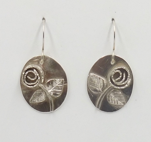 DKC-2005 Earrings, Oval Sterling Silver with Roses $98 at Hunter Wolff Gallery